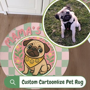 Custom Pug Rug, Personalised Pug Photo Rug, Custom Pug Doormat, Dog Lover Gift Idea, Custom Pug Dog Photo Carpet