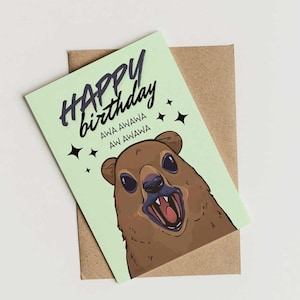Cartão de aniversário Awawa Hyrax, download digital, cartão para impressão com meme de animal engraçado, feliz aniversário Hyrax gritando, Awawa, cartão de aniversário engraçado