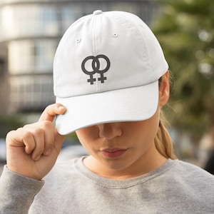 Geborduurde pet voor lesbische vader Interlocked Venus-symbolen saffierpet Sappho-pet honkbalpet queer Girls Lesbian Pride Girls Love Girls