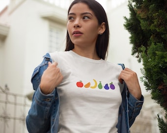 Fruit Unisex Shirt, Subtle Pride Tee, Lgbtq Shirt, Fruity Shirt, Subtle Rainbow Shirt, Rainbow Fruit, Lesbian Gay Bi Trans Queer, Fruity