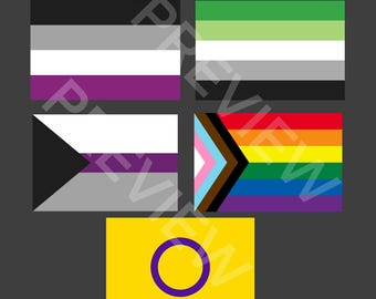 Digital Pride Flags, PNG JPEG PDF Files Pack, Demisexual Aromantic Asexual Intersex Progressive Pride Flag, Printable Pride Flags