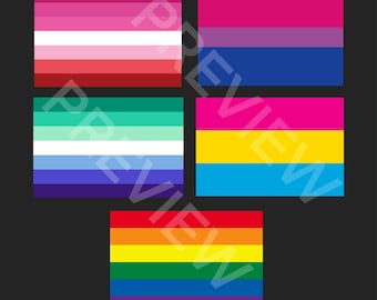 Digital Pride Flags, PNG JPEG PDF Files Pack, Lesbian Gay Men Pan Bi Pride Flag, Printable Pride Flags