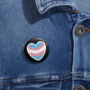 Trans Heart Pin, Transgender Button Badge, Cute Queer Accessory, Trans Pride Pinback, Lgbt Pin For Teachers, Lgbt Pin Ally