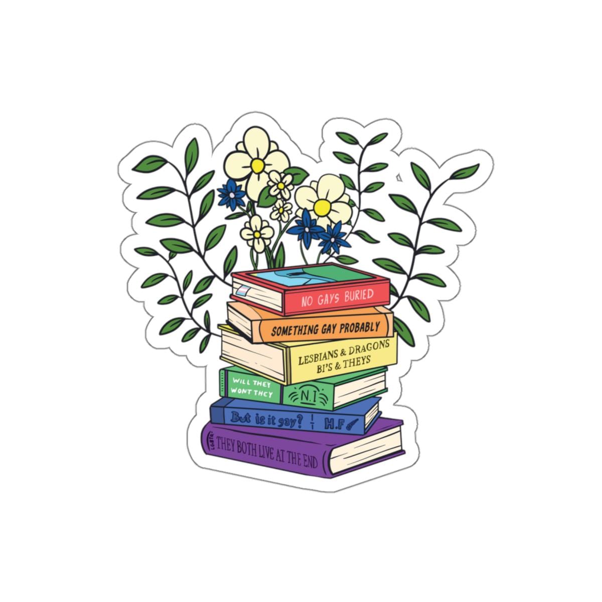 Queer Book Lovers Die-Cut Stickers, Rainbow Books, Gay Books, LGBTQ Stickers, Booklovers Gift, Pride, Queer Bookworm, Gay Bookworm
