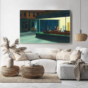 Edward Hopper Nighthawks Leinwand Wandkunst, Edward Hopper Diner Szene Druck, moderner Realismus Malerei, gerahmter Kunstdruck, Wohnkultur Geschenk