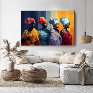 Peinture de femme africaine, décoration d&#39;intérieur africaine, impression d&#39;art africain, toile encadrée ethnique, oeuvre d&#39;art encadrée de style tribal