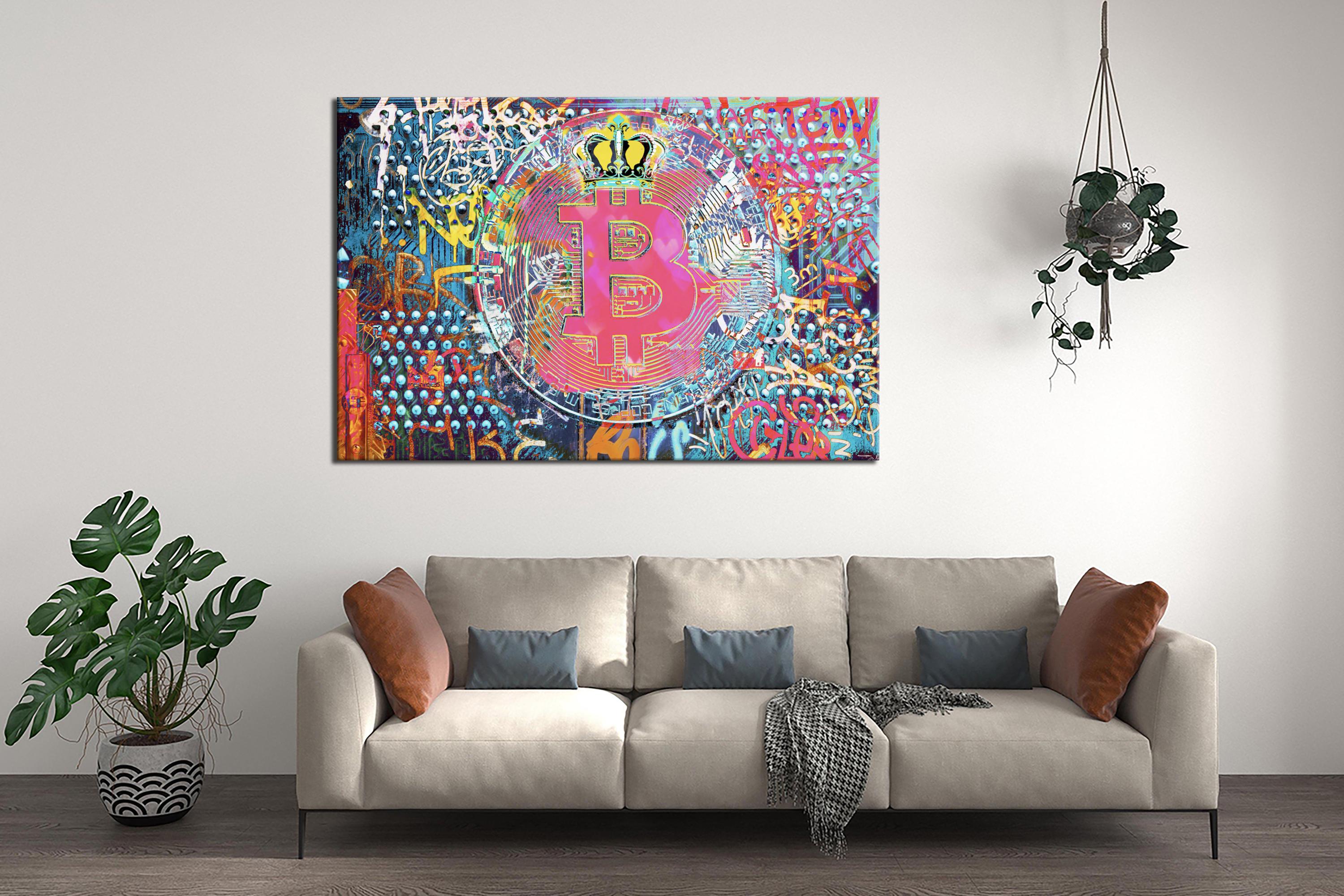 Crypto Street Art Canvas Print, Bitcoin Graffiti Wall Art With Crown,  Modern Framed Pop Decor for Office or Man Cave, Ready to Hang - Etsy
