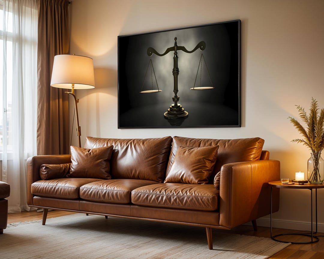 Scales of Justice Wall Art, Framed Canvas Print, Modern Home Decor ...