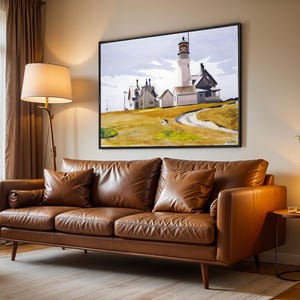 Cape Cod Light by Edward Hopper, Framed Nautical Canvas Print, Lighthouse Wall Art, Coastal Home Decor, Artistic Gift