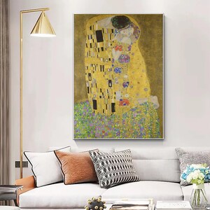 Gustav Klimt The Kiss Canvas Wall Art, Gustav Klimt Lovers Print, Art Nouveau Painting, Framed Romantic Art Print, Home Decor, Gift