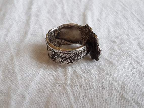 SALE! Antique Silver Spoon Rose Ring – Art Nouvea… - image 7