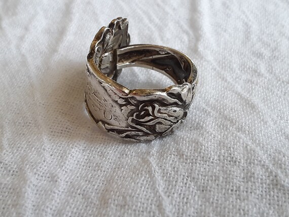SALE! Antique Silver Spoon Rose Ring – Art Nouvea… - image 6