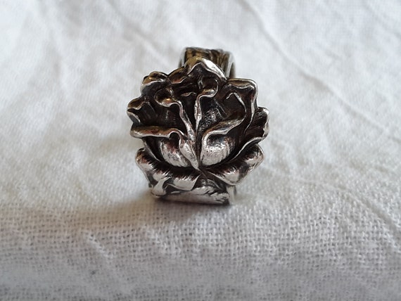 SALE! Antique Silver Spoon Rose Ring – Art Nouvea… - image 2