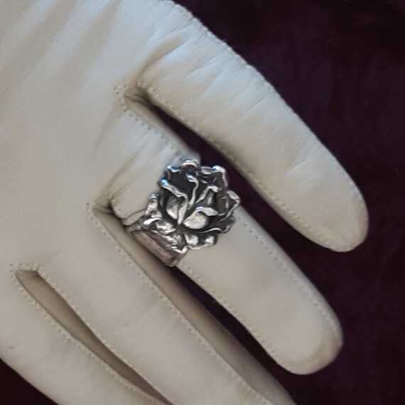 SALE! Antique Silver Spoon Rose Ring – Art Nouvea… - image 3