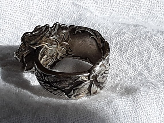 SALE! Antique Silver Spoon Rose Ring – Art Nouvea… - image 5