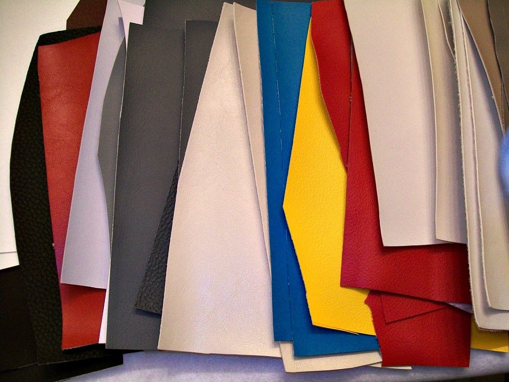 Vinyl Upholstery Fabric Scrap Bundle - great for machine embroidery i…