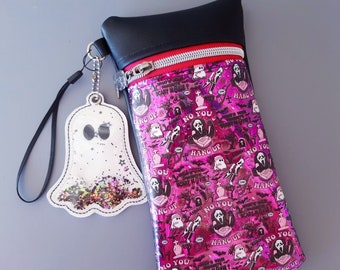 Call Me - Ghost face tall zipper bag with ghost bag tag