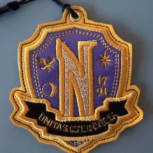 Embroidered vinyl Bookmark - Goth girl N academy - Gold and Purple
