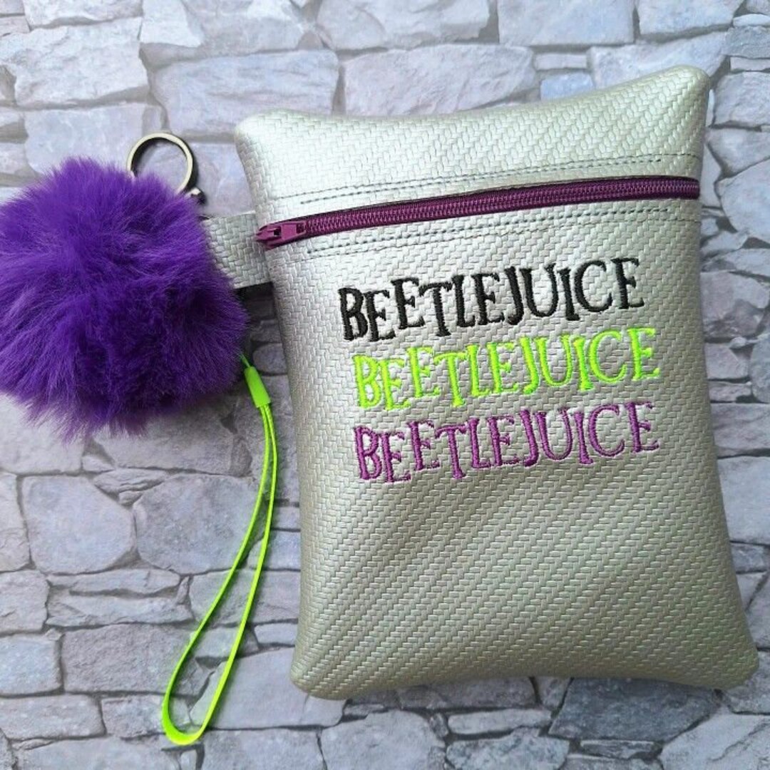 Beetlejuice Embroidered Wristlet - Etsy