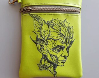 Embroidered Vinyl Purse - Forest Man