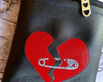 Embroidered heart purse