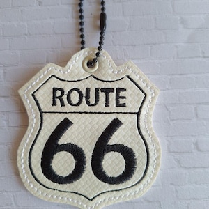 Route 66 Embroidered Vinyl Keychain