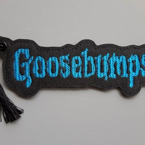 Embroidered Vinyl Bookmark Goosebumps Blue