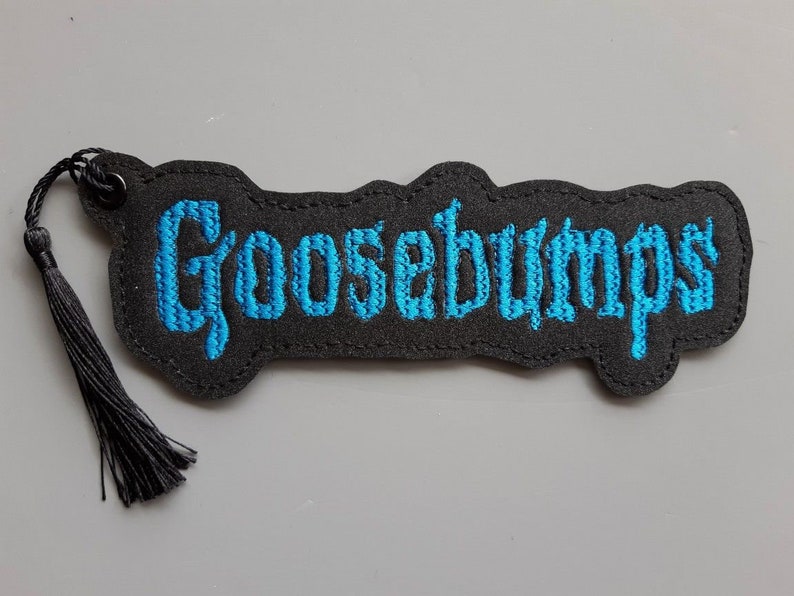 Embroidered Vinyl Bookmark Goosebumps Blue