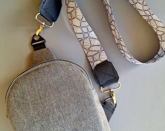 Gray Canvas Small Backpack style Crossbody Purse