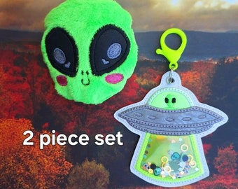 Alien and UFO keychains set