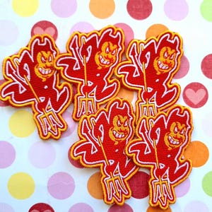 Vintage - new old stock - Iron on Embroidered Patches - Devil