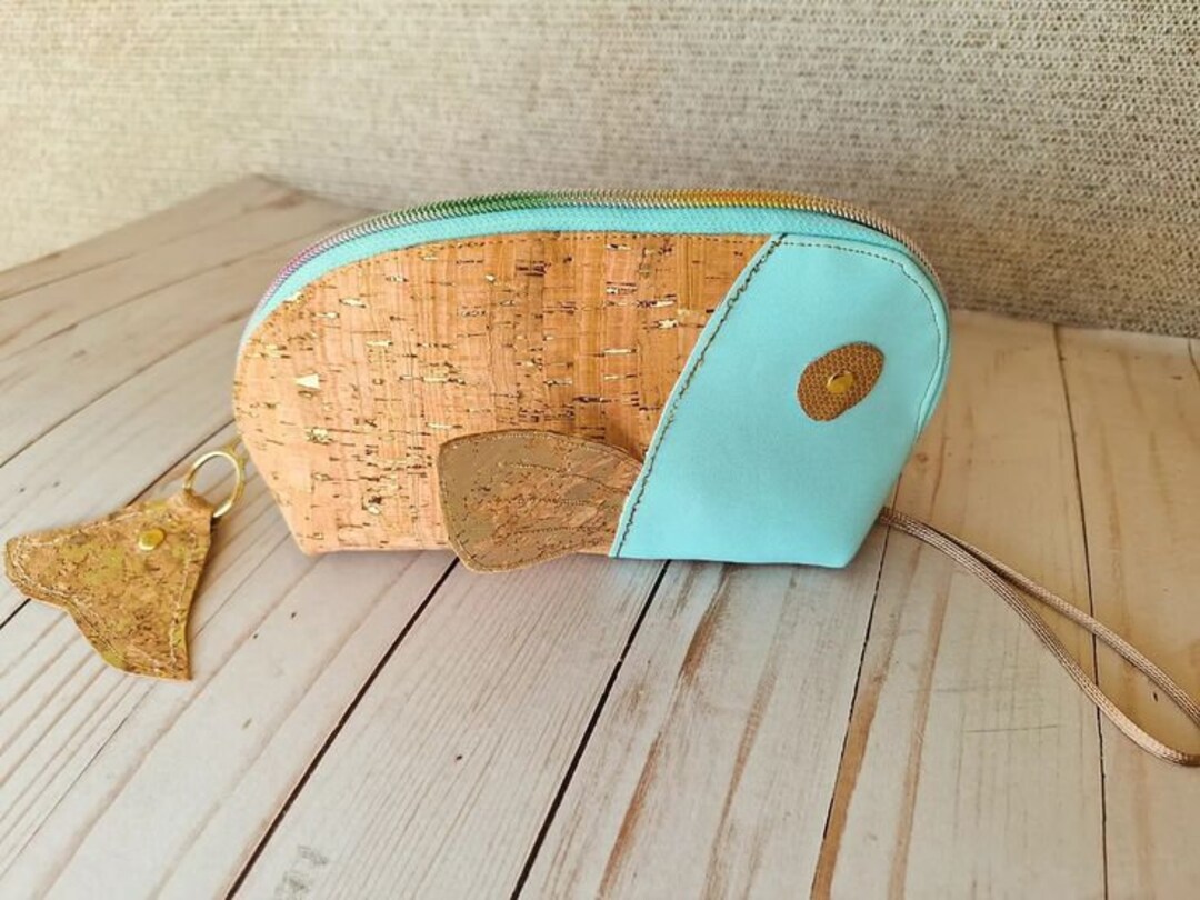 Fish Shaped Purse - Seafoam Vinyl and Cork - Etsy