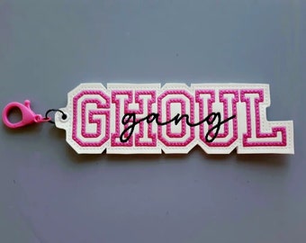 Ghoul gang - Embroidered vinyl Bag Tag - Glow in the Dark