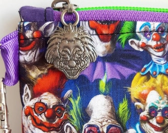 Clowns wristlet purse with zipper