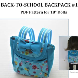 Backpack PDF Pattern #1001 for 18-Inch Doll/Fits American Girl