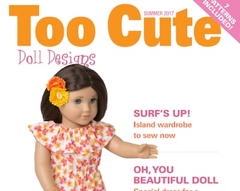 18" Doll Clothes Sewing Pattern Magazine Summer 2017 (#1510): Island Dress, Halter Top/Shorts, Tankini, Sarong (Digital)