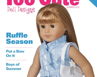 18" Doll Clothes Sewing Pattern Magazine Summer 2018 (1514): Ruffle Dress, Board Shorts, T-Shirt, Sleeveless Top with Bow, Shorts (Digital)