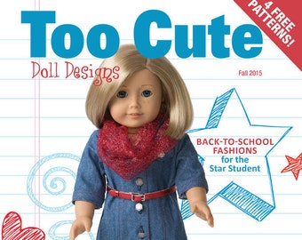 18" Doll Clothes Sewing Pattern Magazine Fall 2015 (#1503): Back to School Dress, Ruffled Shirt, Jeans, Sleeping Bag, Backpack (Digital)