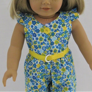 Be Cool in Blue (and Yellow) Floral Jumpsuit for 18-Inch Doll/Fits American Girl