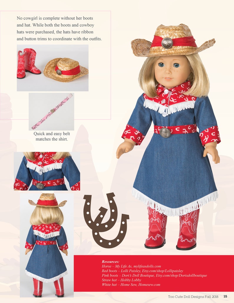 Too Cute Doll Designs FALL 2018 1515 Sewing Pattern Magazine for 18