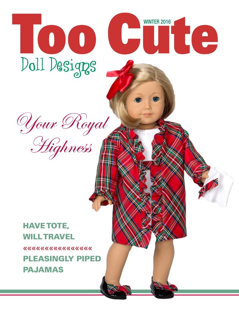 Too Cute Doll Designs WINTER 2016 1508 Sewing Pattern Magazine for 18