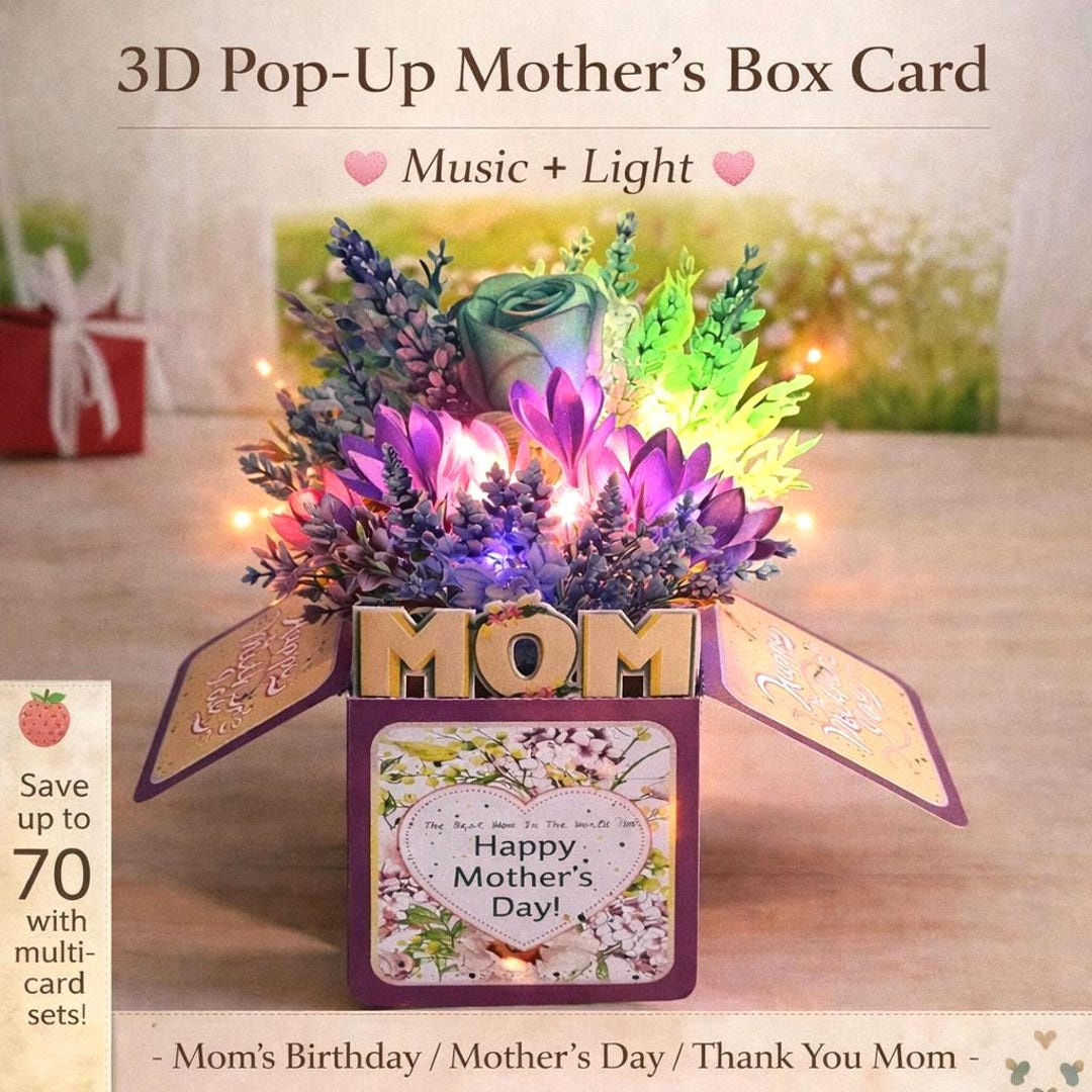 3D Pop-up Flower Box Card for Mom | Music & Light Gift - Etsy