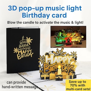 3D Pop-Up Musical Birthday Card with Lights & DIY Numbers