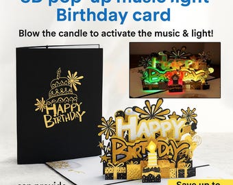 Biglietto di auguri pop-up con luci e suoni – Biglietto di auguri 3D personalizzato per bambini e adulti – Spedizione rapida nel Regno Unito - Italia