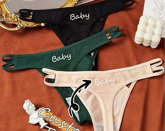 Personalized Embroidered Thong – Custom Text Lingerie