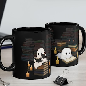 Ghost Reading Book Mug,Ghost Teacher Gift, Summerween