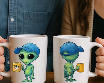 Taza divertida de extraterrestre, regalo de ciencia ficción espacial