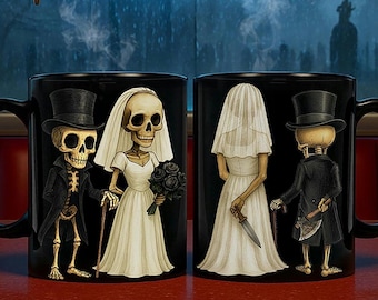 Skeleton Wedding |Halloween love mug, Personalized Gothic Coffee cup, Skeleton Lovers,Spooky Wedding Gift