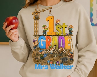 Sweater 1e klas, shirt leraar eerste klas, Back to School, team 1e klas