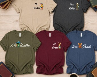 Custom Teacher Name Shirt, Back to School t shirt, Teacher Group Shirt, Grade Level Shirt, Halloween classroom last name shirt